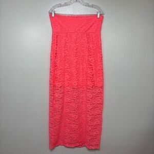 No Boundaries Y2K Neon Pink Lace Maxi Skirt Size L